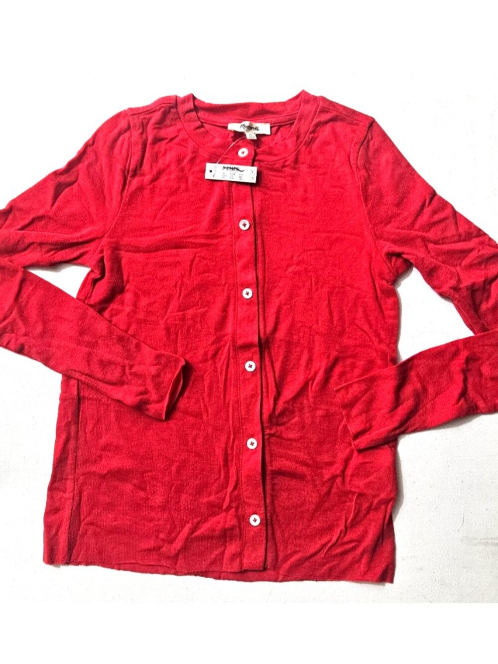 Madewell Wool-Blend Crewneck Cardigan Red Women's XS NT727